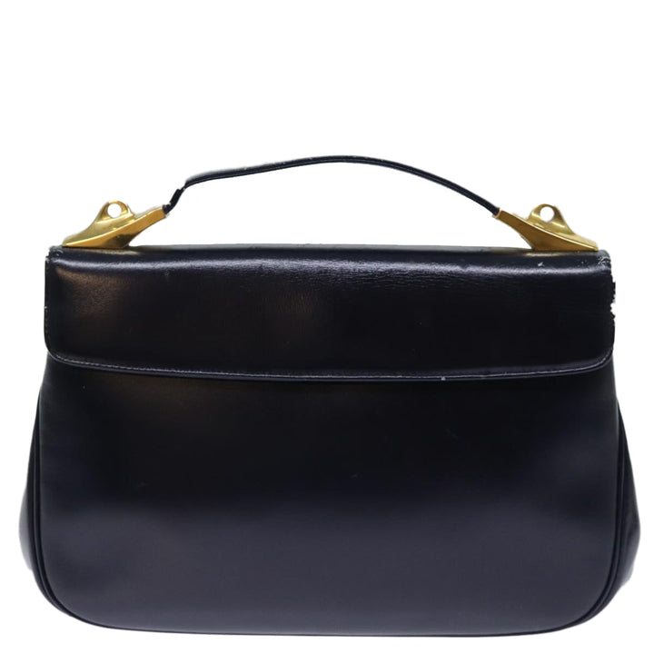CHRISTIAN Top quality Dior Hand Bag Leather 2way Navy Auth bs13792