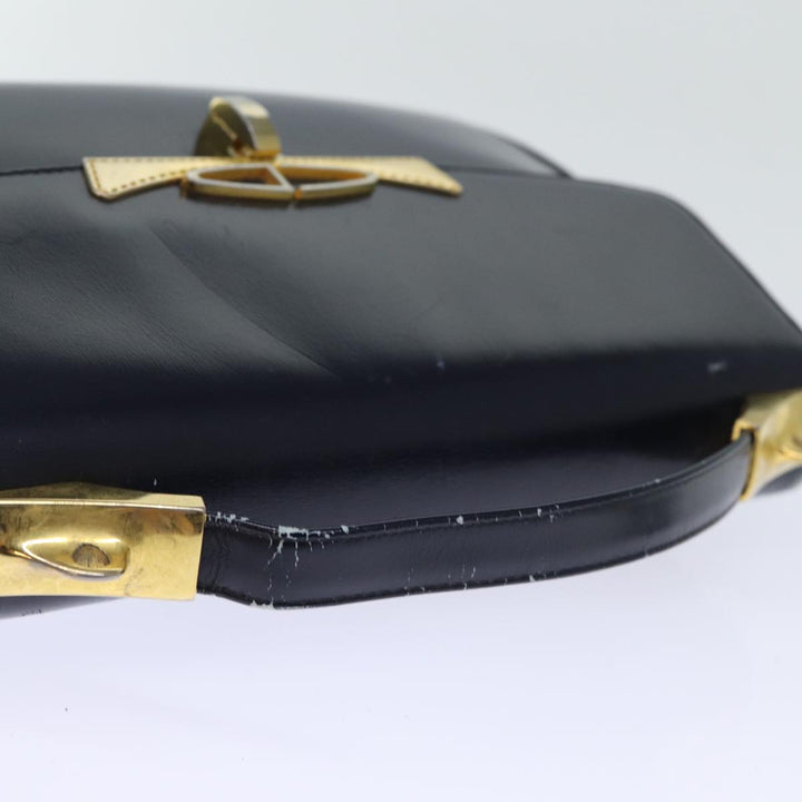 CHRISTIAN Top quality Dior Hand Bag Leather 2way Navy Auth bs13792