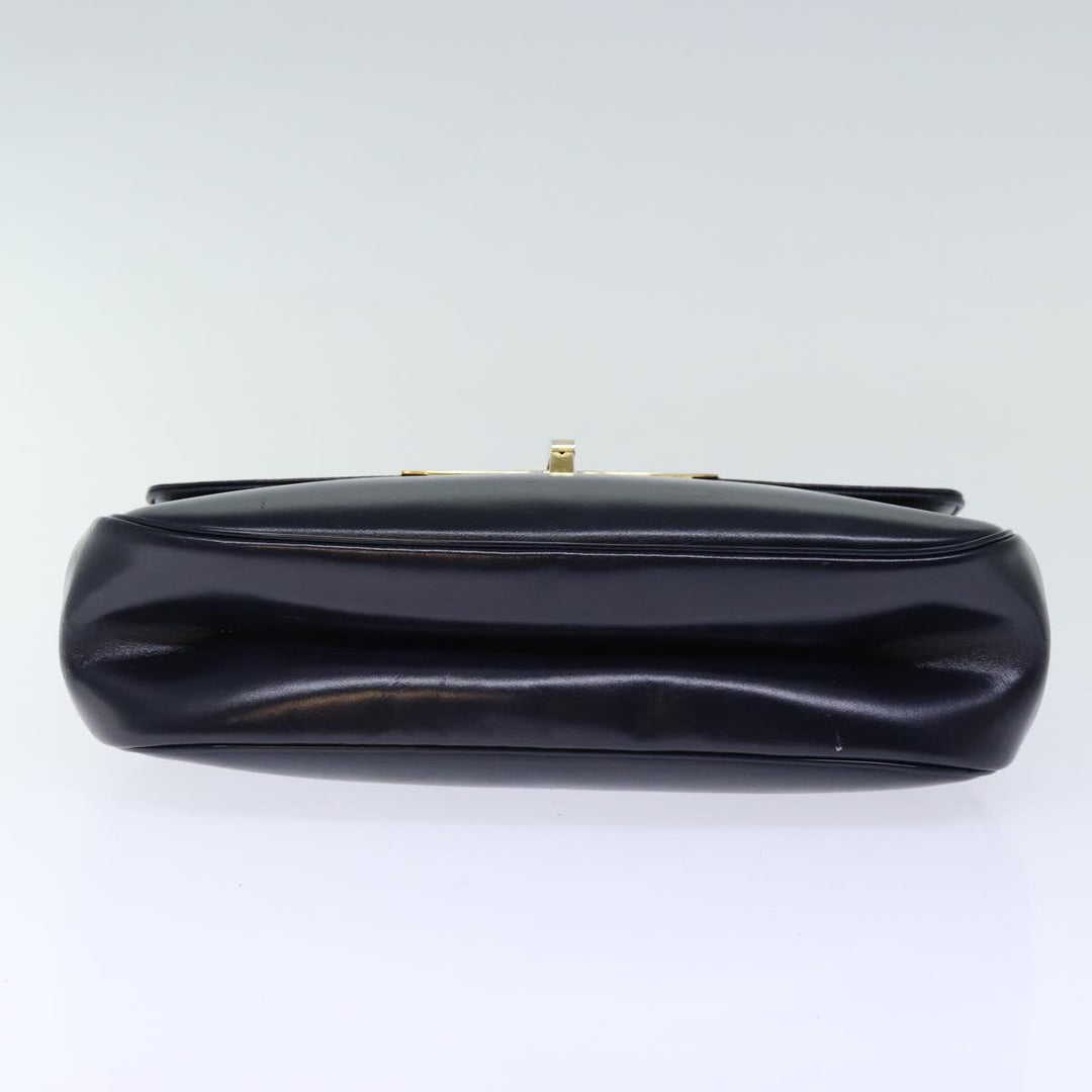 CHRISTIAN Top quality Dior Hand Bag Leather 2way Navy Auth bs13792