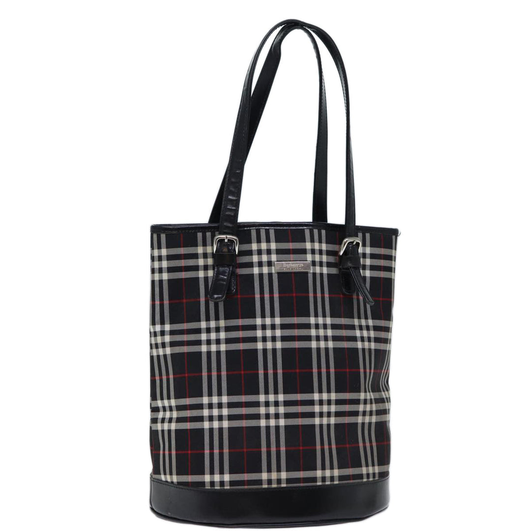 BurberrySs Nova Check Blue Label Shoulder Bag Canvas Black Auth bs13816