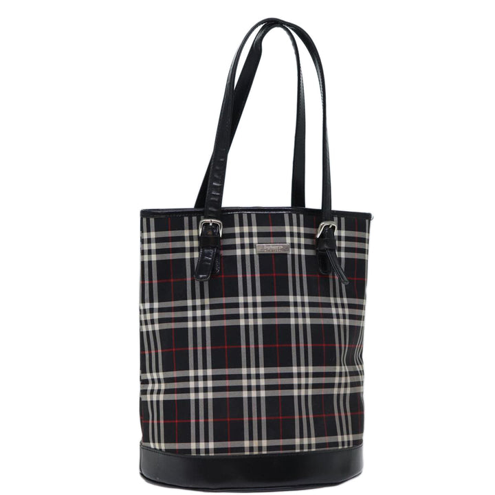 BurberrySs Nova Check Blue Label Shoulder Bag Canvas Black Auth bs13816