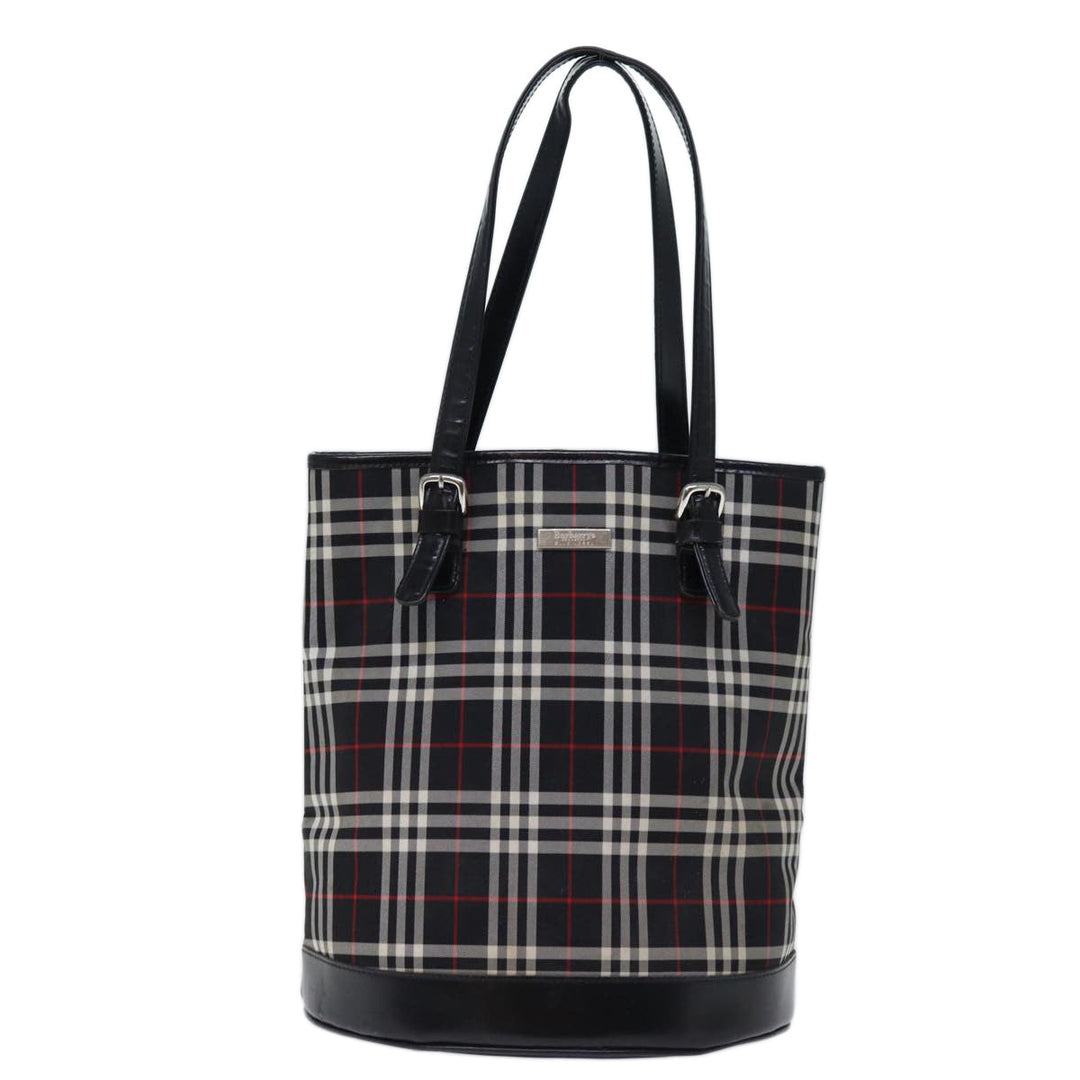 BurberrySs Nova Check Blue Label Shoulder Bag Canvas Black Auth bs13816