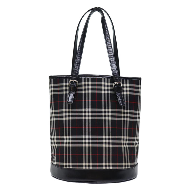BurberrySs Nova Check Blue Label Shoulder Bag Canvas Black Auth bs13816
