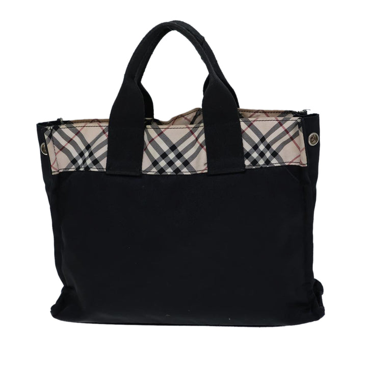 Burberry Nova Check Blue Label Hand Bag Nylon Beige Black Auth bs13817