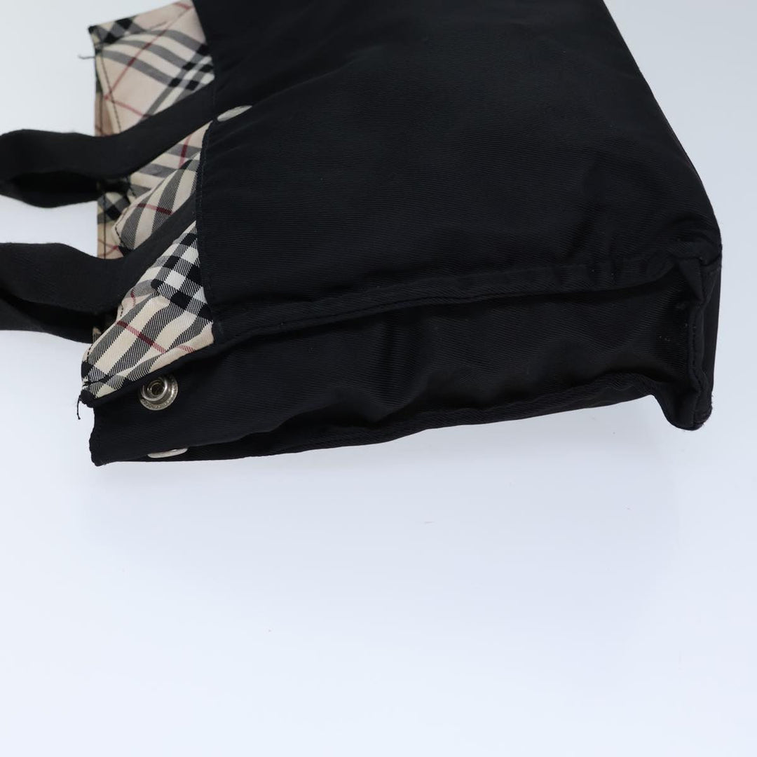 Burberry Nova Check Blue Label Hand Bag Nylon Beige Black Auth bs13817