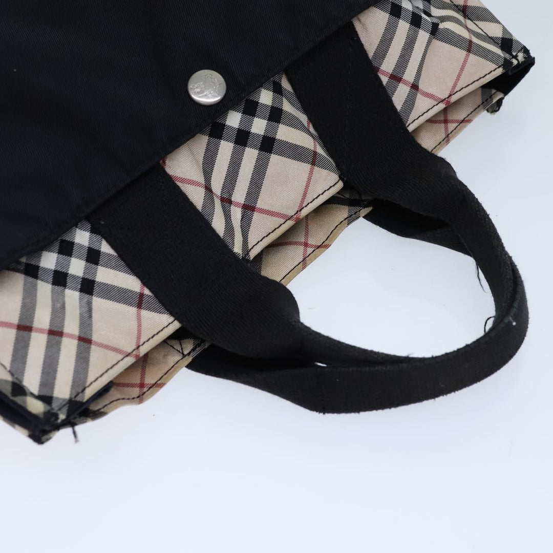 Burberry Nova Check Blue Label Hand Bag Nylon Beige Black Auth bs13817