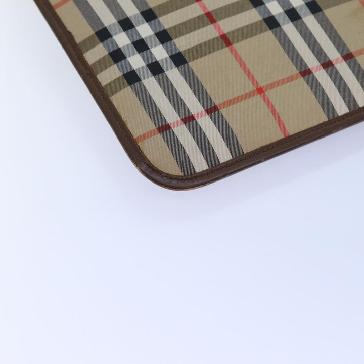 BurberrySs Nova Check Clutch Bag Canvas Beige Auth bs13819