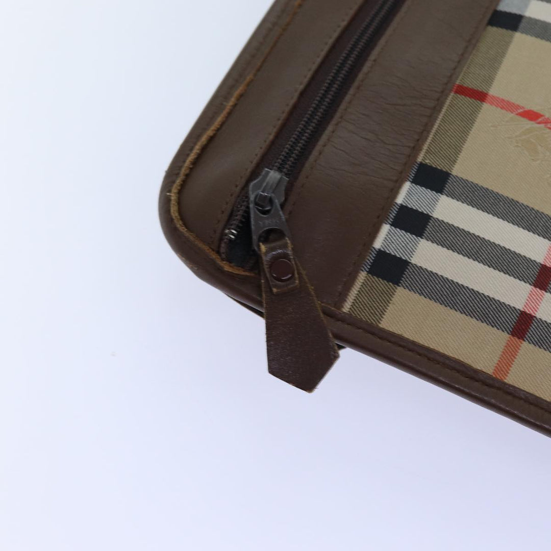 BurberrySs Nova Check Clutch Bag Canvas Beige Auth bs13819