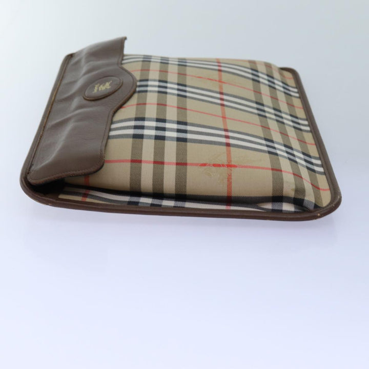 BurberrySs Nova Check Clutch Bag Canvas Beige Auth bs13819