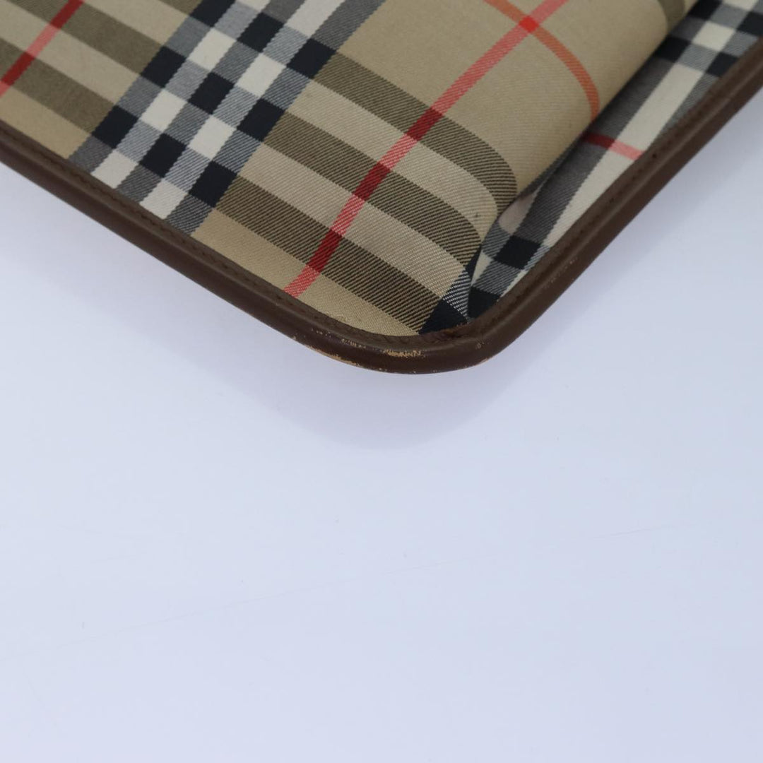 BurberrySs Nova Check Clutch Bag Canvas Beige Auth bs13819