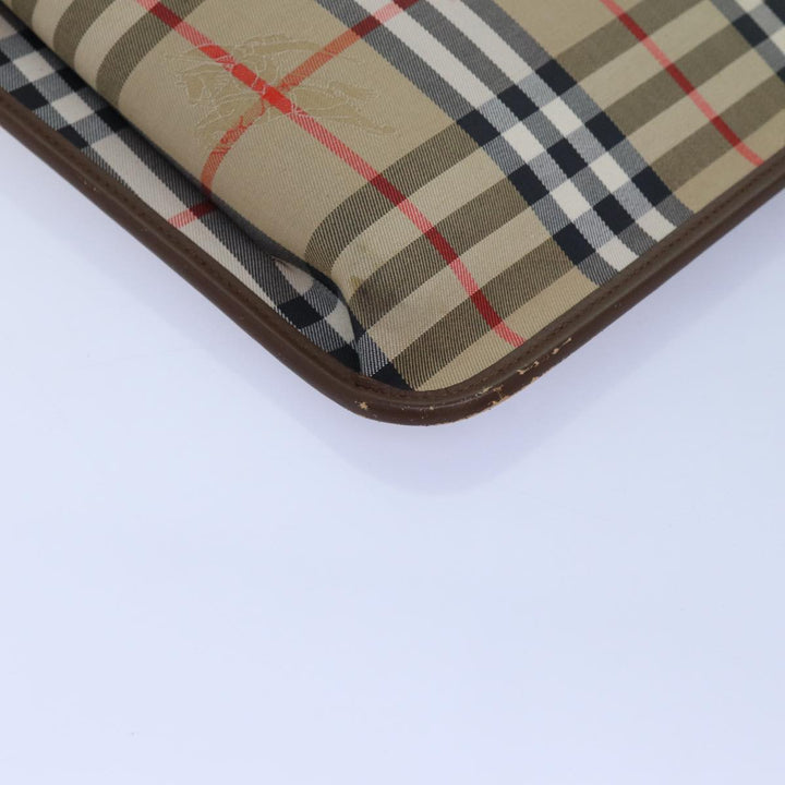 BurberrySs Nova Check Clutch Bag Canvas Beige Auth bs13819