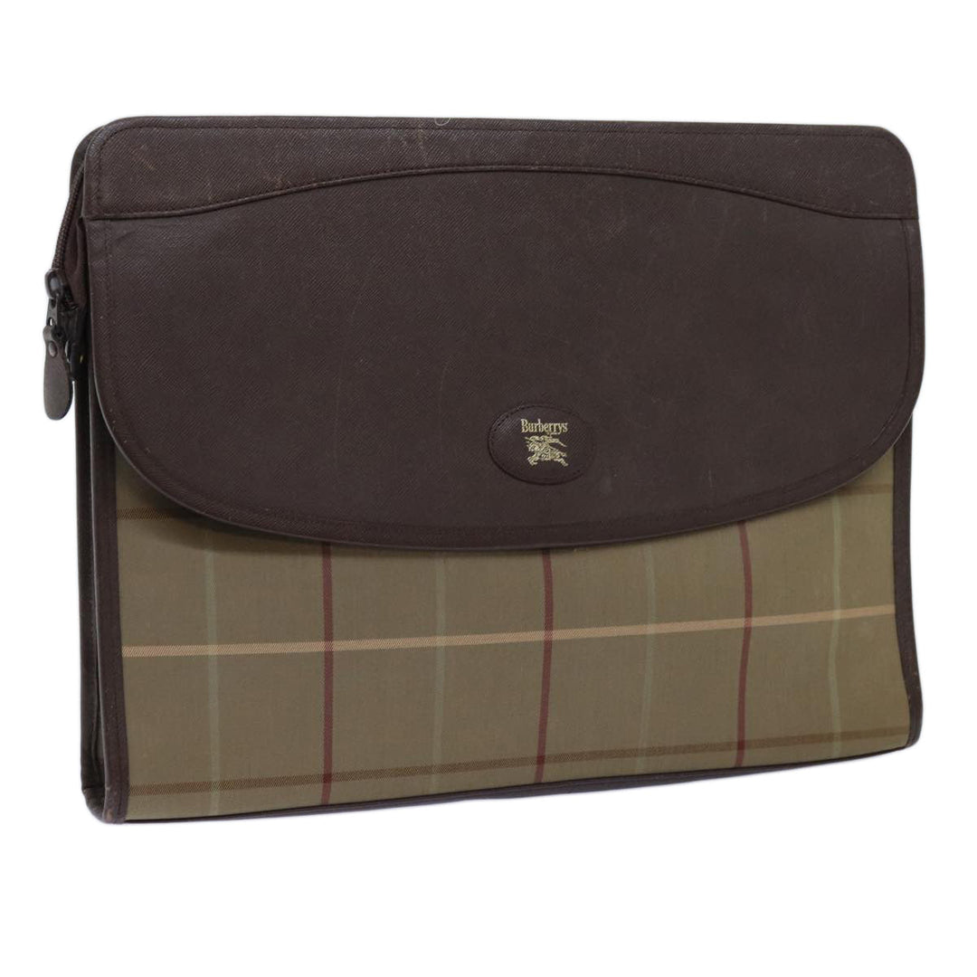 BurberrySs Nova Check Clutch Bag Canvas Brown Auth bs13823