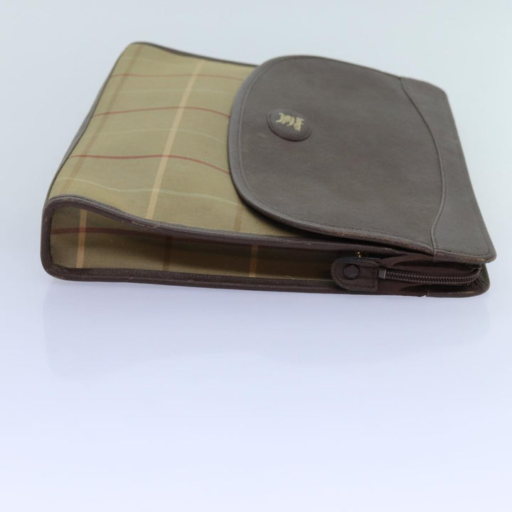 BurberrySs Nova Check Clutch Bag Canvas Brown Auth bs13823