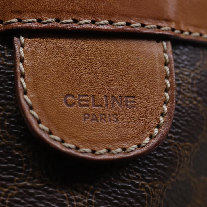 Celine Macadam Canvas Boston Bag PVC Brown Auth bs13835