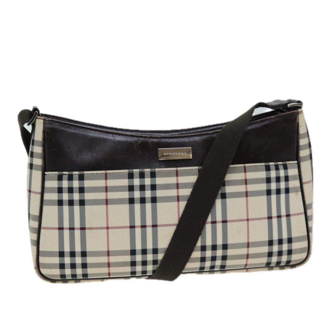 Burberry Nova Check Shoulder Bag Canvas Beige Auth bs13859