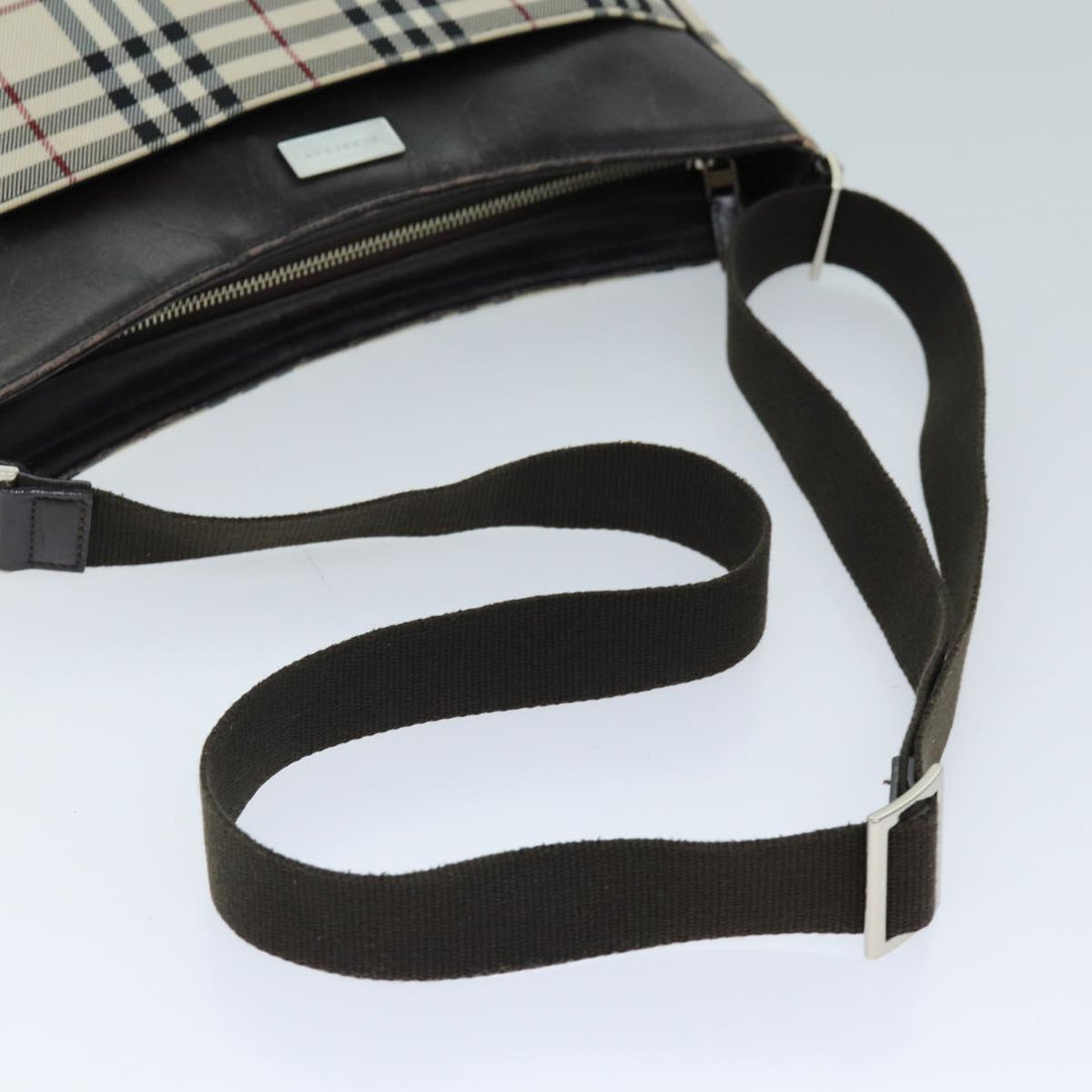 Burberry Nova Check Shoulder Bag Canvas Beige Auth bs13859
