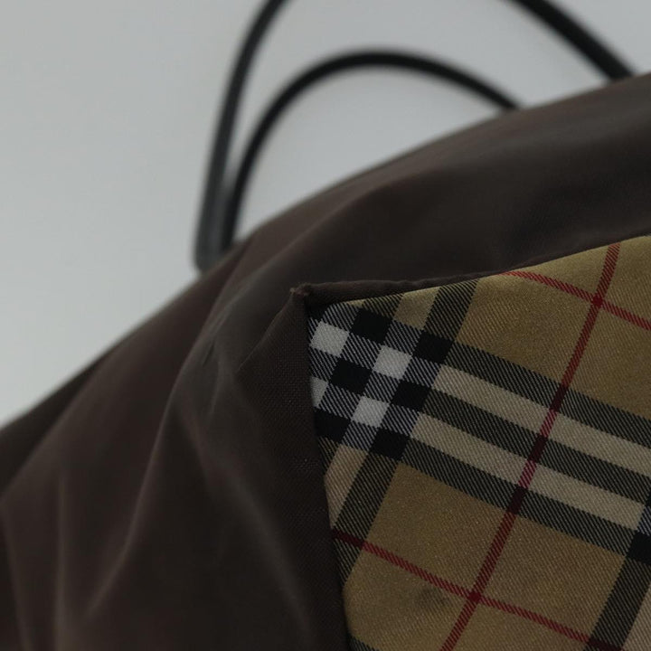 BurberrySs Nova Check Blue Label Tote Bag Nylon Brown Auth bs13863