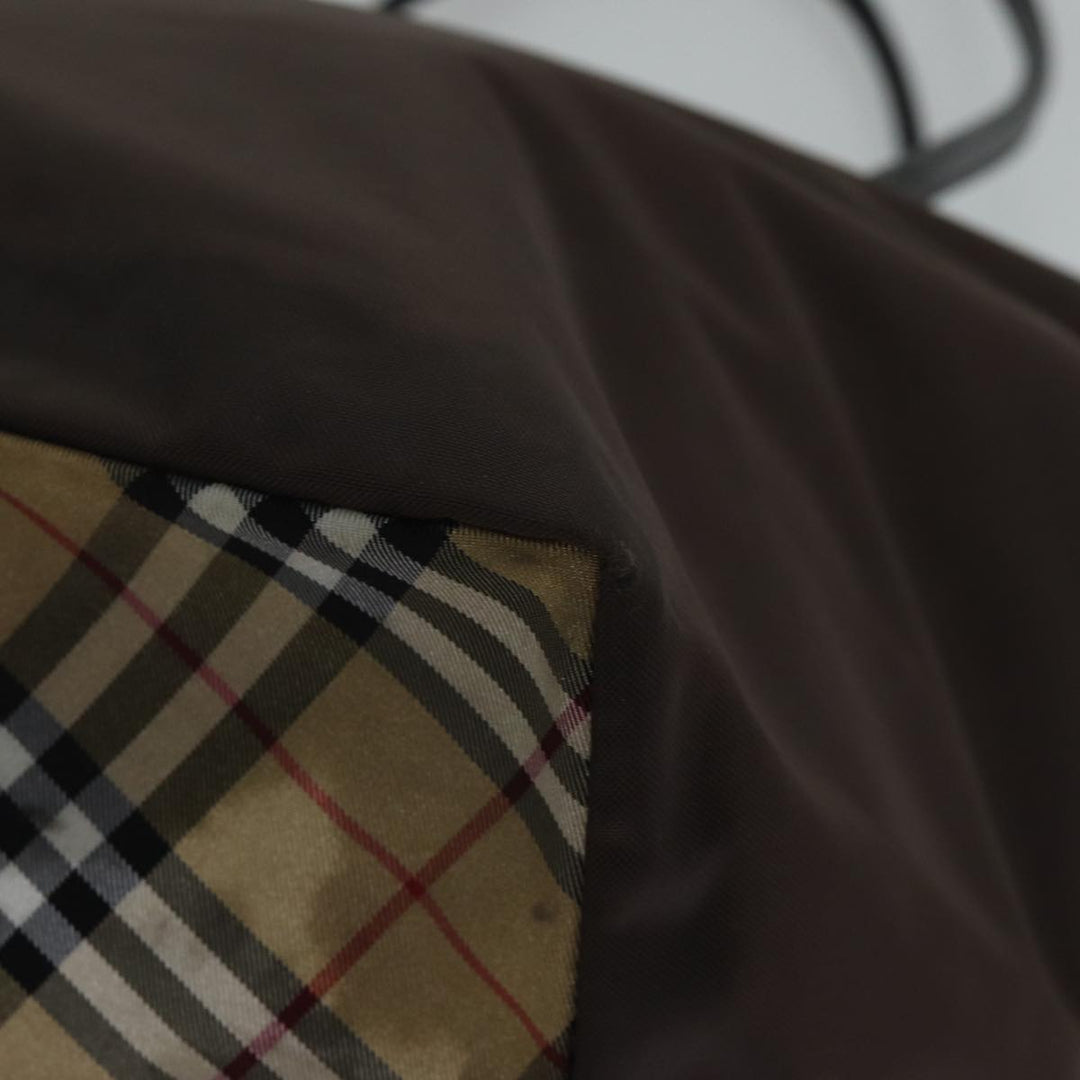 BurberrySs Nova Check Blue Label Tote Bag Nylon Brown Auth bs13863