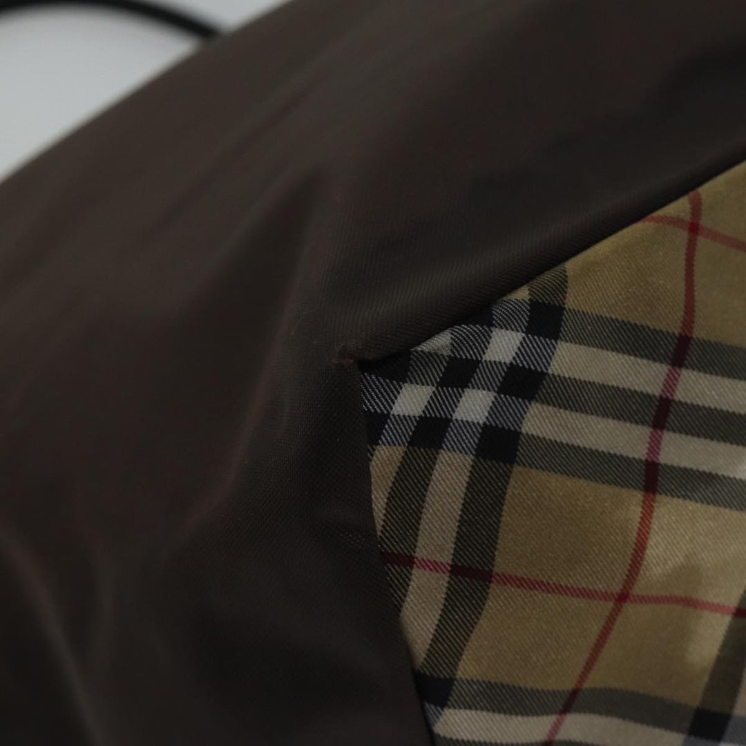 BurberrySs Nova Check Blue Label Tote Bag Nylon Brown Auth bs13863