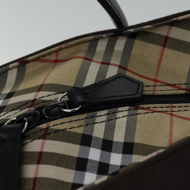 BurberrySs Nova Check Blue Label Tote Bag Nylon Brown Auth bs13863