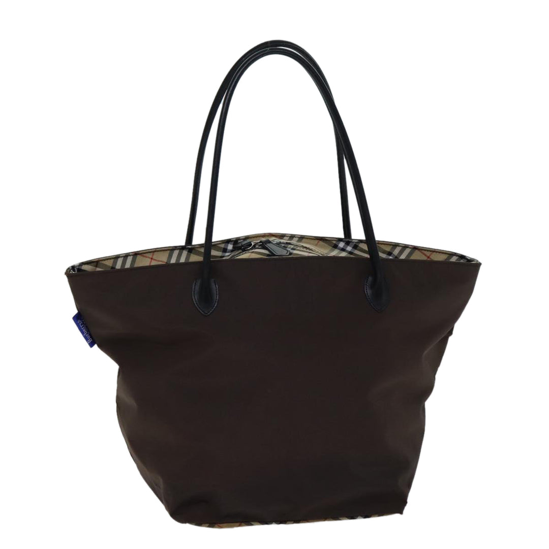 BurberrySs Nova Check Blue Label Tote Bag Nylon Brown Auth bs13863