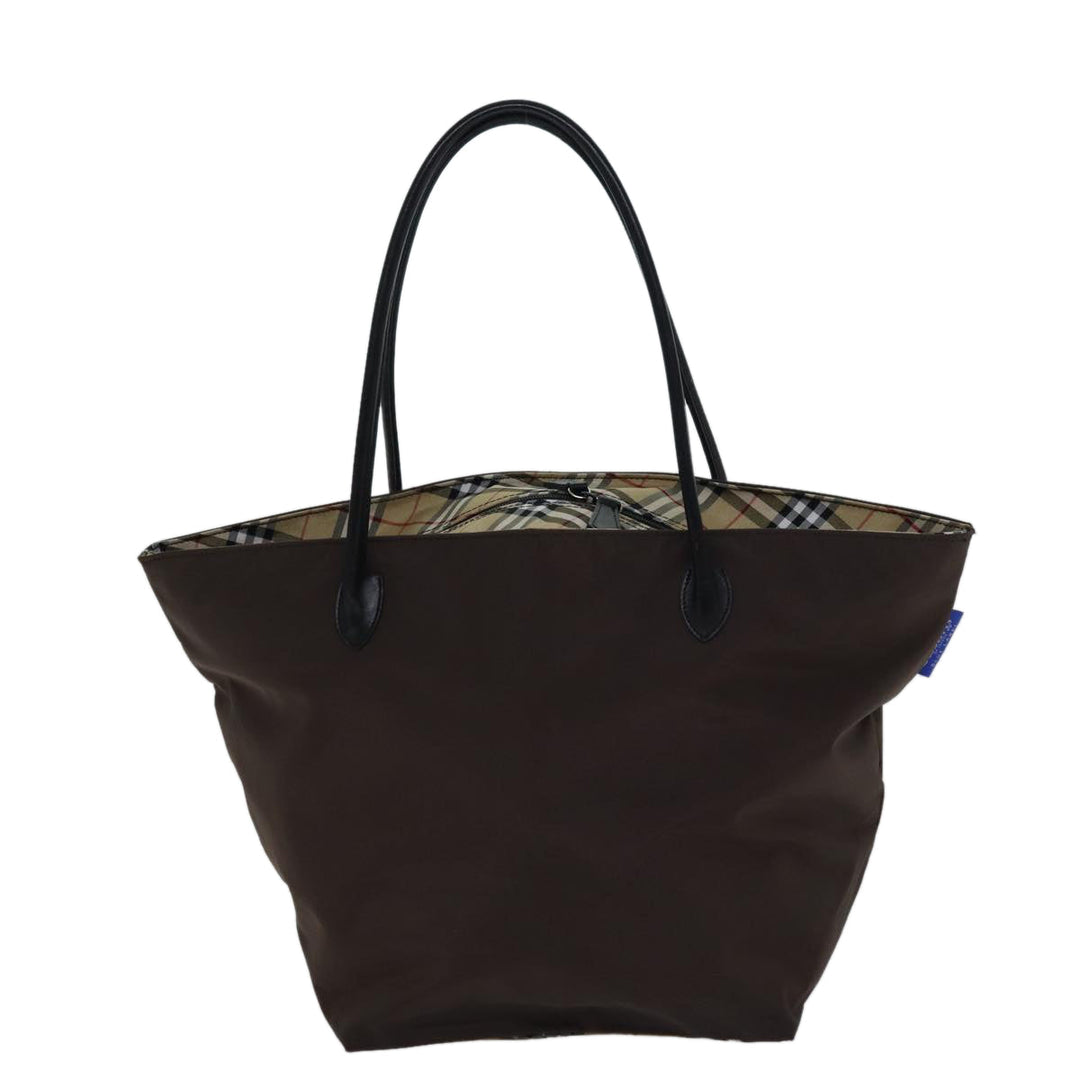 BurberrySs Nova Check Blue Label Tote Bag Nylon Brown Auth bs13863