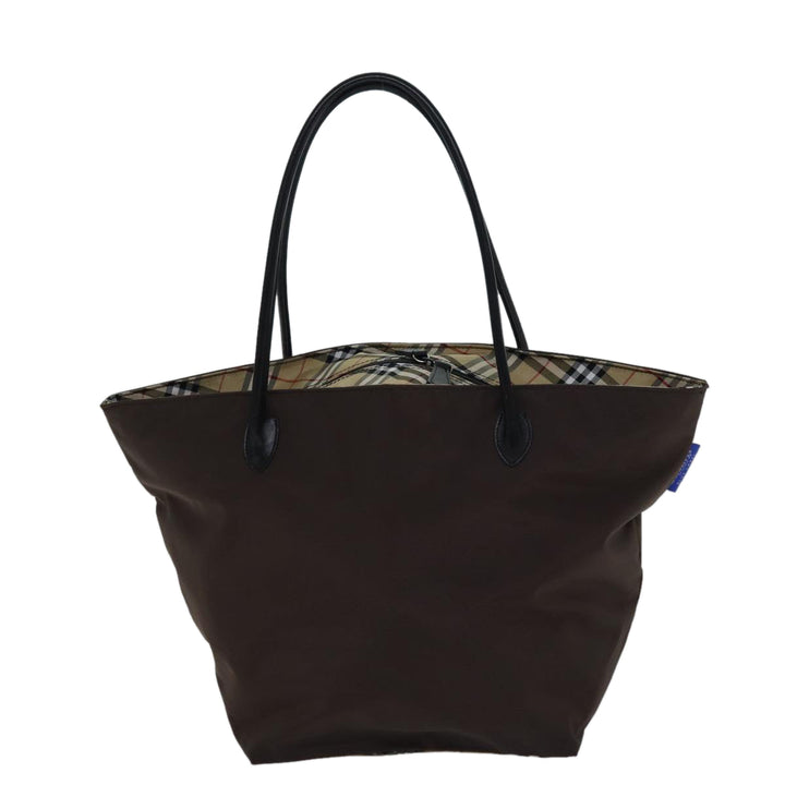 BurberrySs Nova Check Blue Label Tote Bag Nylon Brown Auth bs13863