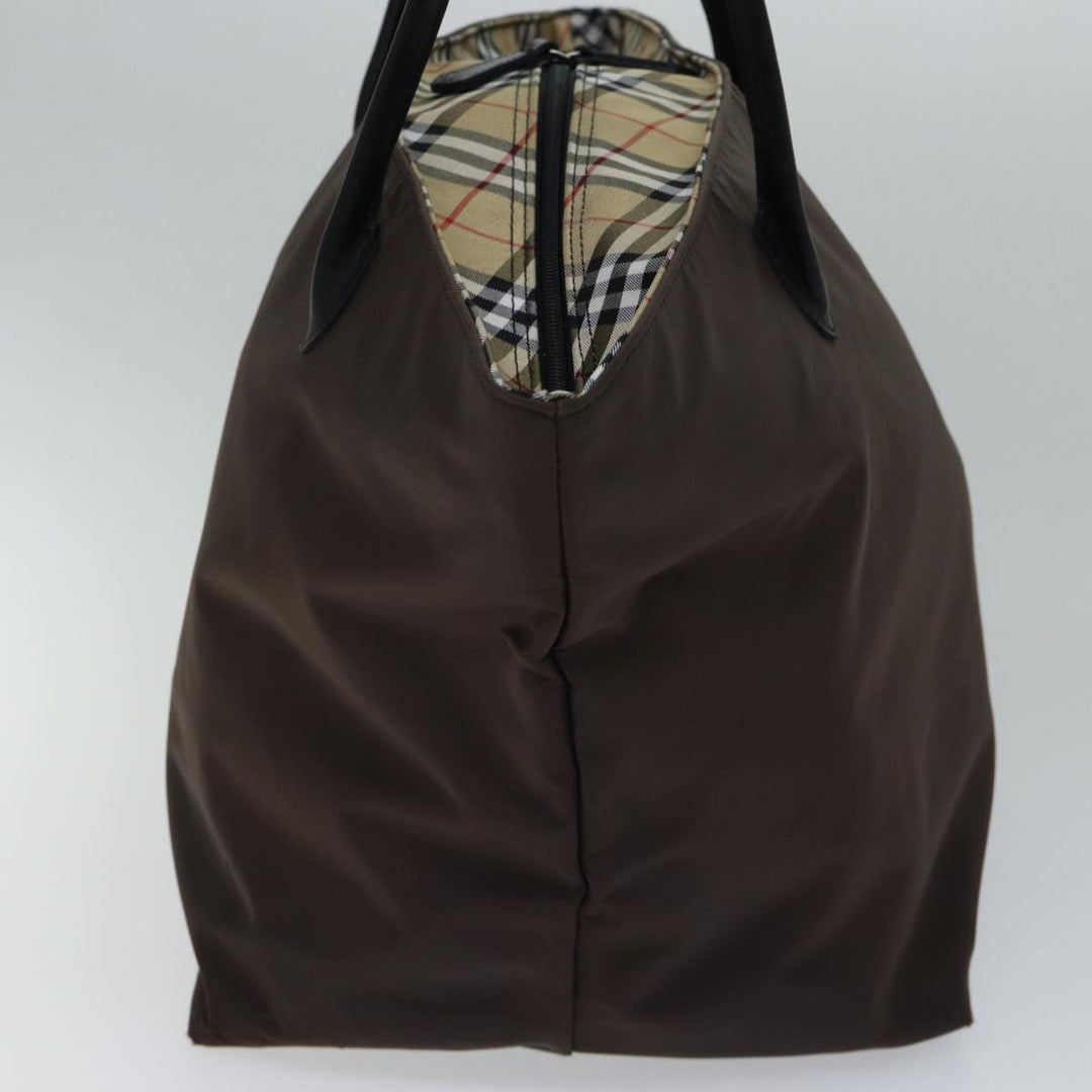 BurberrySs Nova Check Blue Label Tote Bag Nylon Brown Auth bs13863