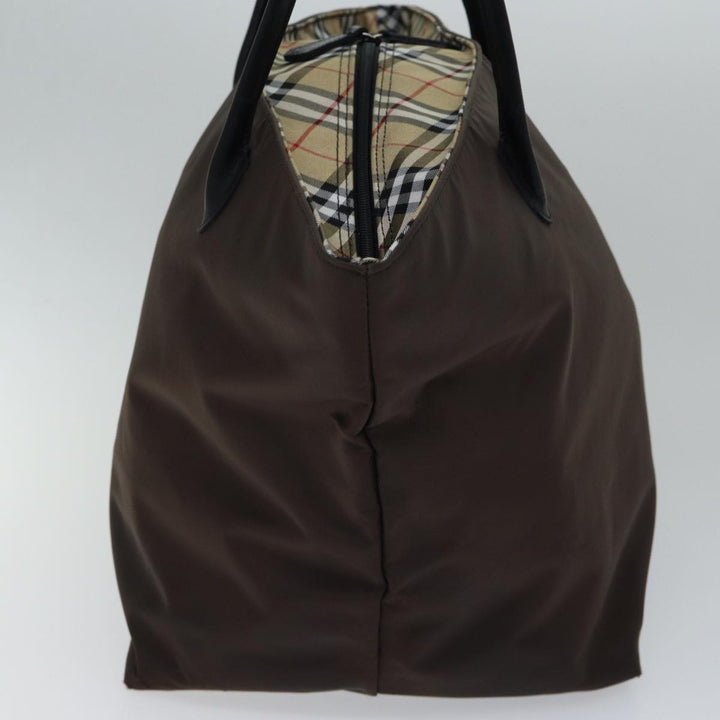 BurberrySs Nova Check Blue Label Tote Bag Nylon Brown Auth bs13863