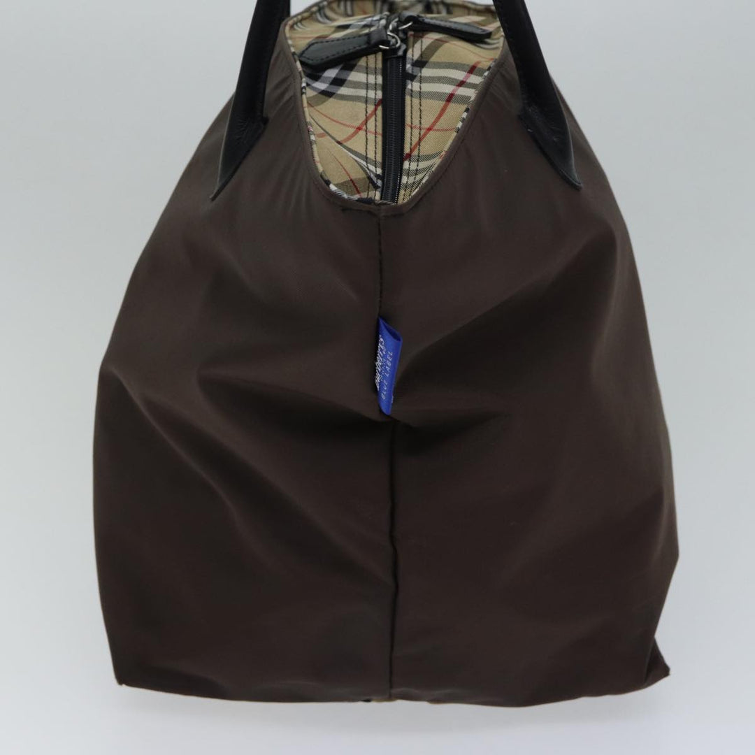 BurberrySs Nova Check Blue Label Tote Bag Nylon Brown Auth bs13863
