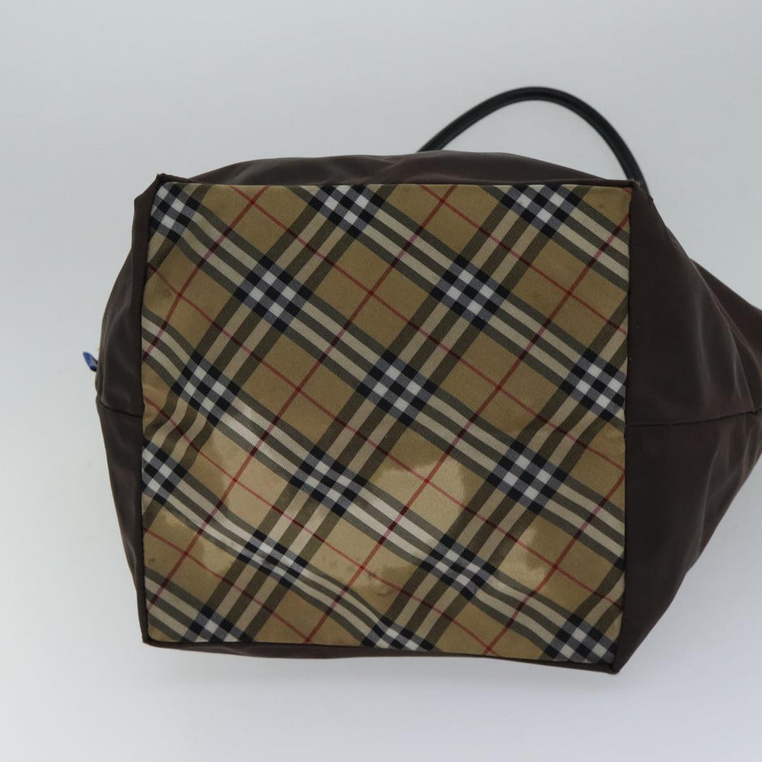 BurberrySs Nova Check Blue Label Tote Bag Nylon Brown Auth bs13863