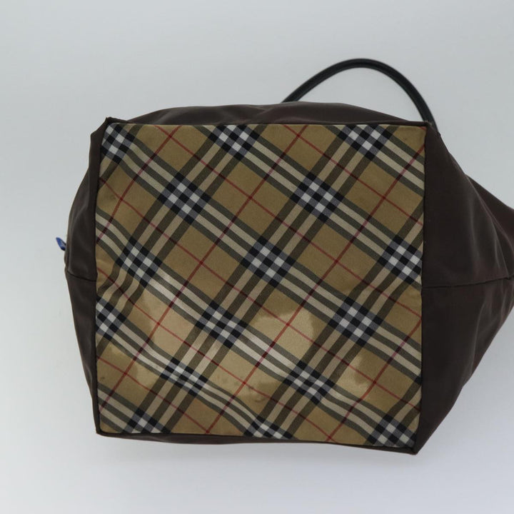 BurberrySs Nova Check Blue Label Tote Bag Nylon Brown Auth bs13863