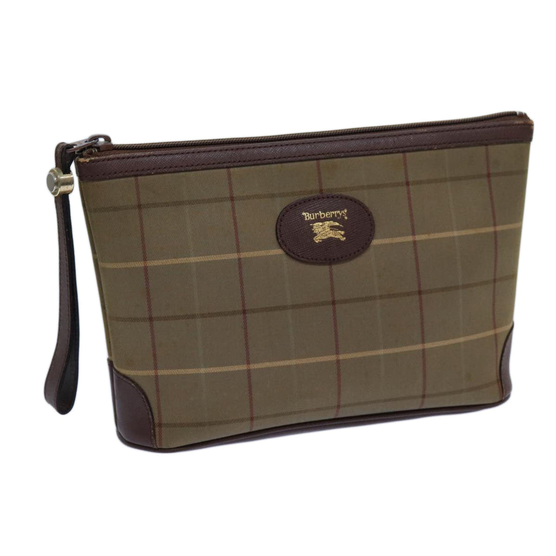 BurberrySs Nova Check Clutch Bag Canvas Brown Auth bs13864