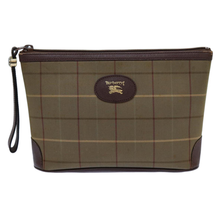 BurberrySs Nova Check Clutch Bag Canvas Brown Auth bs13864