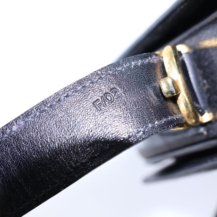Celine Horse Carriage Shoulder Bag Leather Black Auth bs13870