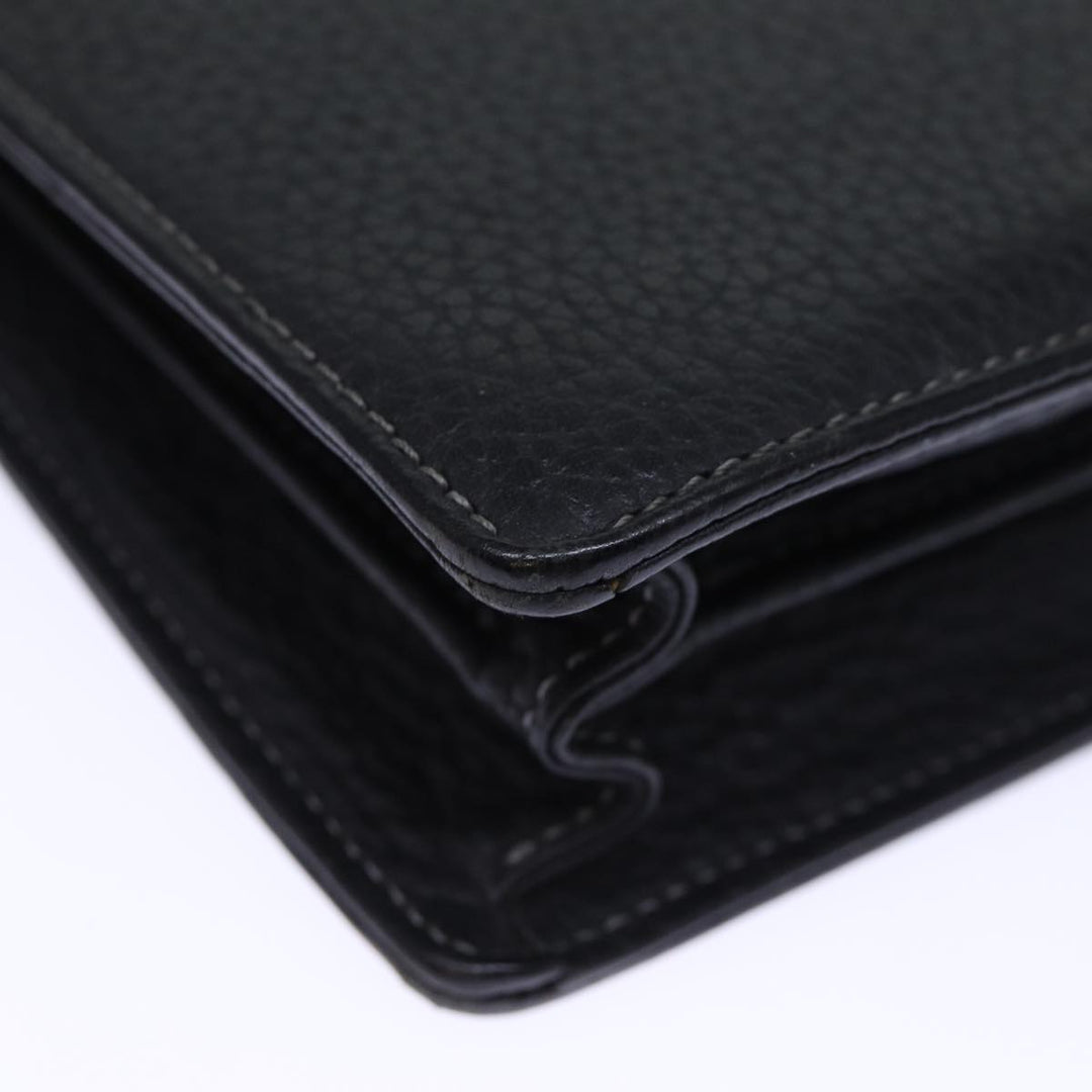 BurberrySs Clutch Bag Leather Black Auth bs13915