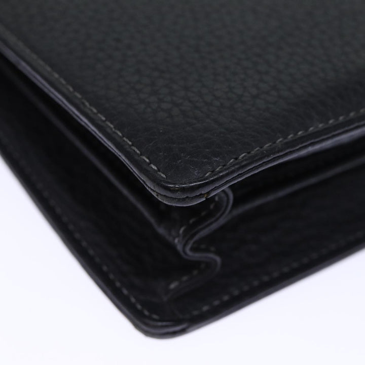 BurberrySs Clutch Bag Leather Black Auth bs13915