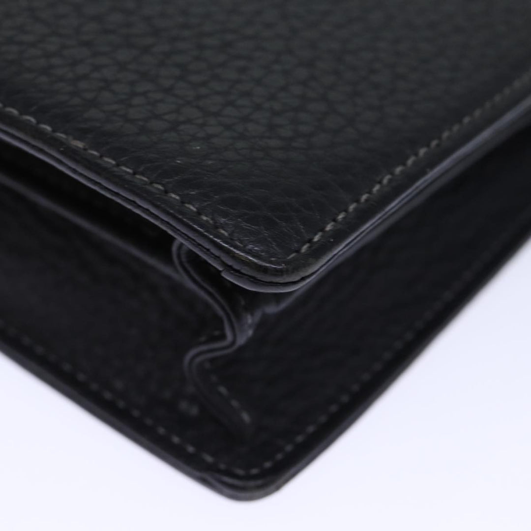 BurberrySs Clutch Bag Leather Black Auth bs13915