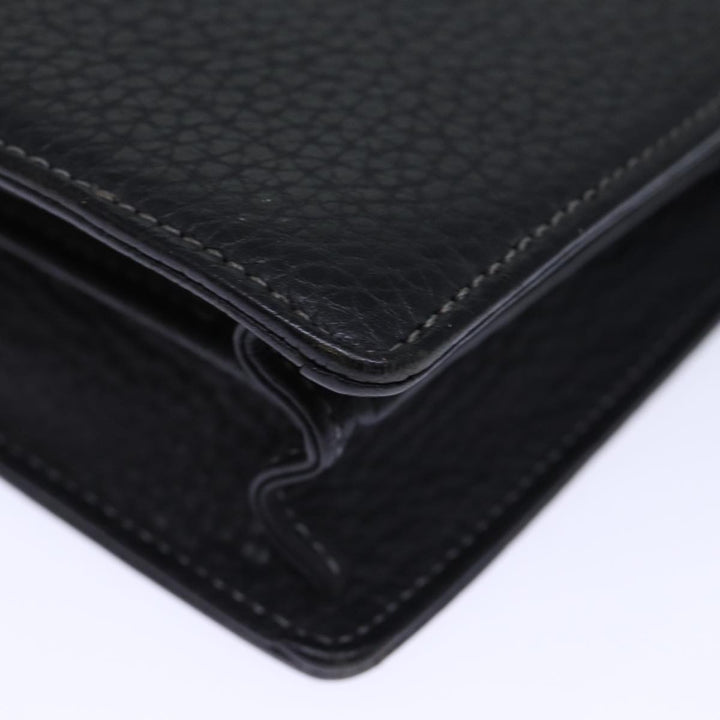 BurberrySs Clutch Bag Leather Black Auth bs13915