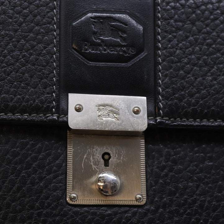BurberrySs Clutch Bag Leather Black Auth bs13915