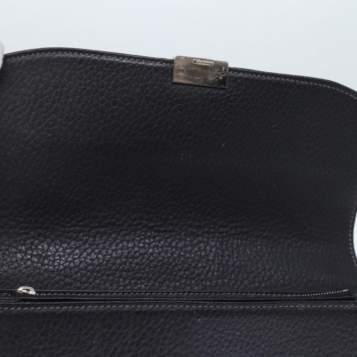 BurberrySs Clutch Bag Leather Black Auth bs13915