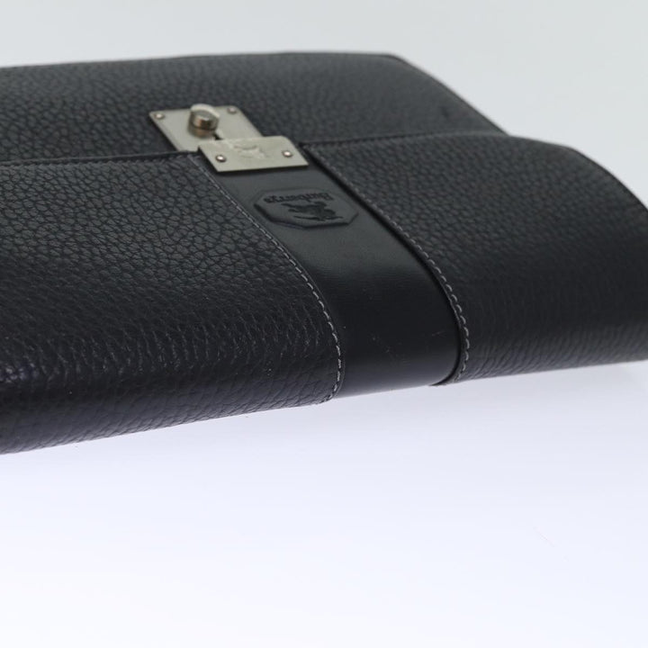 BurberrySs Clutch Bag Leather Black Auth bs13915