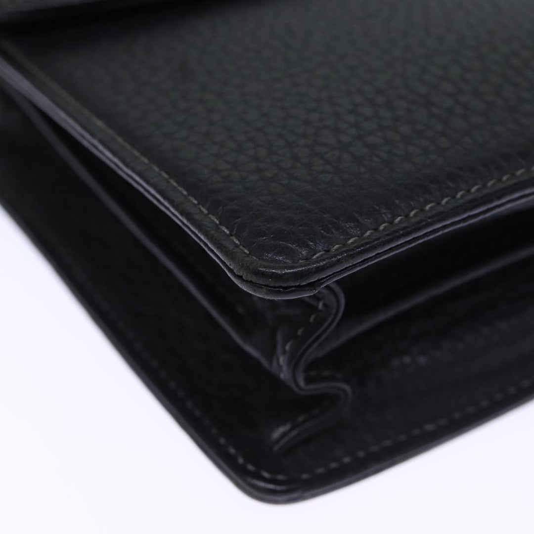 BurberrySs Clutch Bag Leather Black Auth bs13915