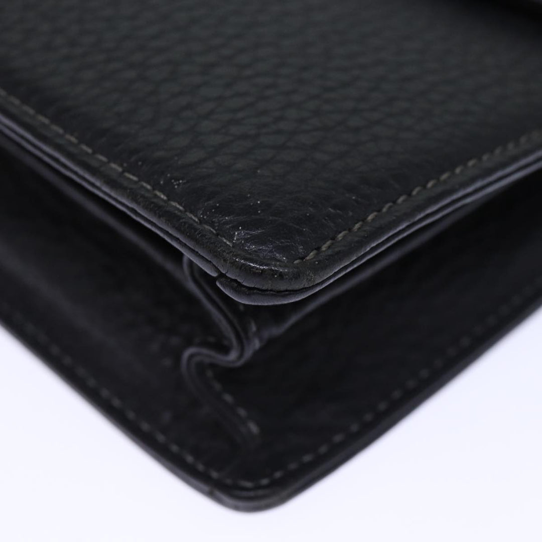 BurberrySs Clutch Bag Leather Black Auth bs13915