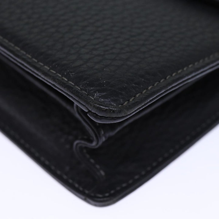 BurberrySs Clutch Bag Leather Black Auth bs13915