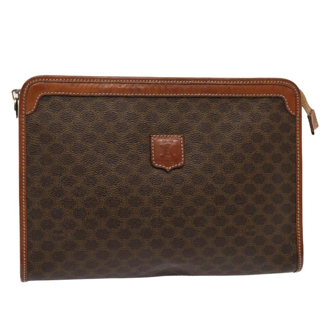Celine Macadam Canvas Clutch Bag PVC Brown Auth bs13923