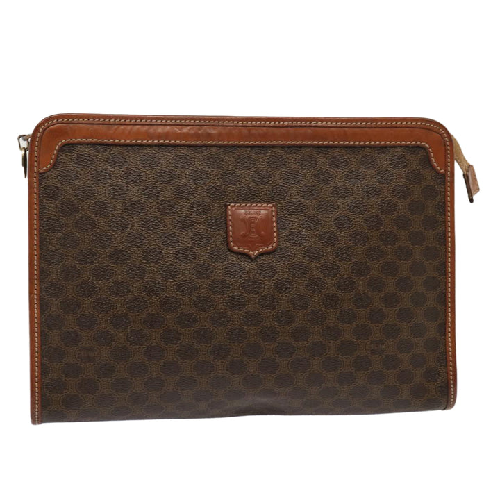 Celine Macadam Canvas Clutch Bag PVC Brown Auth bs13923