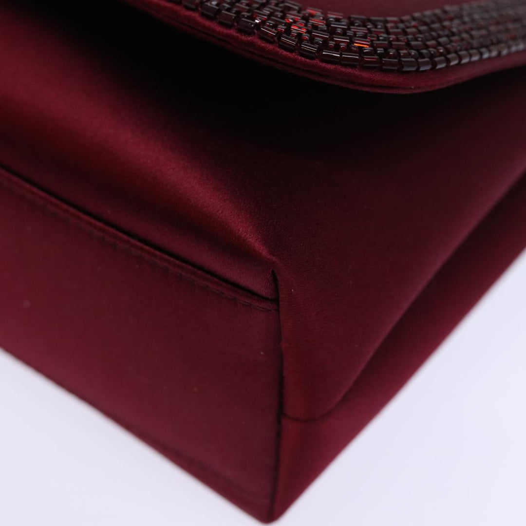 Chanel Shoulder Bag Satin Red CC Auth bs13944