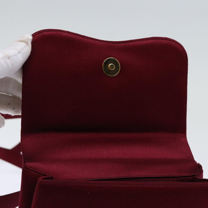 Chanel Shoulder Bag Satin Red CC Auth bs13944