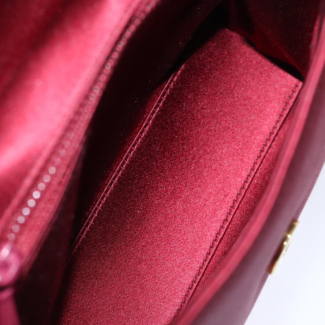 Chanel Shoulder Bag Satin Red CC Auth bs13944